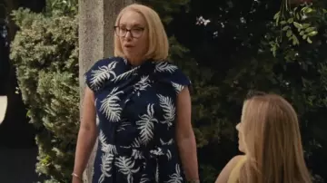 The Fold Mirabello Fern Print Dress worn by Gerri Kellman (J. Smith-Cameron) as seen in Succession (S03E09)