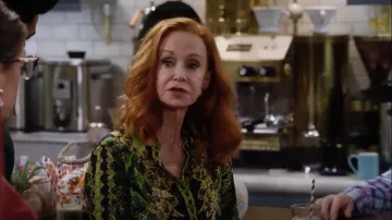 Alice + Olivia Willa Placket Top worn by Sheila (Swoosie Kurtz) as seen in Call Me Kat (S03E08)