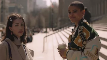 Rhude Green Leather-trimmed Embroidered Wool-felt Bomber Jacket worn by Julien Calloway (Jordan Alexander) as seen in Gossip Girl TV show (S02E01)