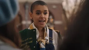 Dior Bag Print Silk Scarf worn by Julien Calloway (Jordan Alexander) as seen in Gossip Girl (S02E01)