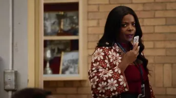 Cider Wild Flower Jack­et worn by Ava Coleman (Janelle James) as seen in Abbott Elementary (S01E12)