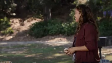 Rails Collins Jack­et worn by Andy Herrera (Jaina Lee Ortiz) as seen in Station 19 (S04E02)