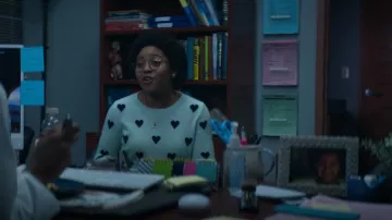 J Crew Everyday Cashmere Sweater In Intarsia Hearts worn by Beth Chapel (Anjelika Washington) as seen in DC's Stargirl (S01E04)