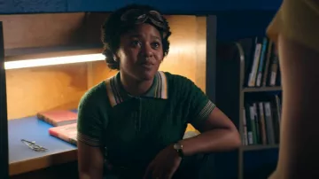 Urban Outfitters Rue Pointelle Knit Polo Tee worn by Beth Chapel (Anjelika Washington) as seen in DC's Stargirl (S01E06)