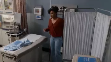 Lucky Brand Reversible Cloud Jersey Surplice Top worn by Victoria Hughes (Barrett Doss) as seen in Station 19 (S05E11)