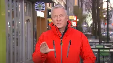 Obermeyer Raze Jack­et worn by Tom Costello as seen in Today on December 2, 2022