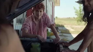 Pink Printed Button Shirt worn by Lee (Timothée Chalamet) as seen in Bones and All