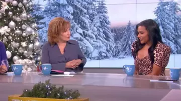 Rodarte Leopard Puff-Sleeve Belted Silk Twill Midi Dress worn by Mindy Kaling as seen in The View on December 5, 2022