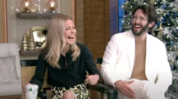 Nili Lotan Monet Tie Neck Silk Blouse worn by Kelly Ripa as seen in LIVE with Kelly and Ryan on December 6, 2022