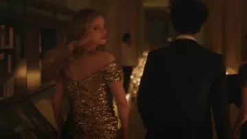 Robe à paillettes Badgley Mischka Gold to Black Ombre portée par Pippa Sykes (Katherine Reis) vue dans Gossip Girl (S02E01)