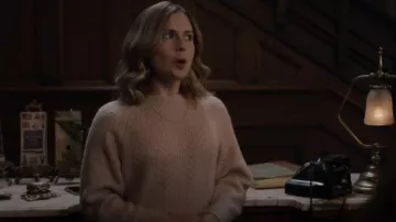 Mango Metallic-Knit Sweater worn by Samantha (Rose McIver) as seen in Ghosts (S02E08)