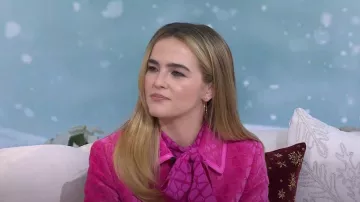 Valentino Toile Iconographe Crepe De Chine Blouse worn by Zoey Deutch as seen in Today with Hoda & Jenna on  December 8, 2022