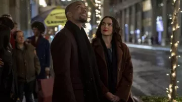Brown coat worn by Rachel Meyer (Zoey Deutch) as seen in Something from Tiffany's movie