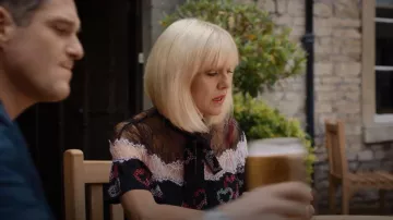 Sandro Paris Blouse worn by Agatha Raisin (Ashley Jensen) as seen in Agatha Raisin (S02E01)