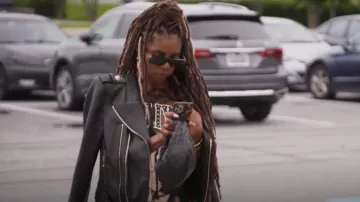 Balmain Black Lambskin Biker Jacket usada por Candiace Dillard como se ve en The Real Housewives of Potomac (S07E10)