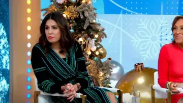 Diane Von Furstenberg Gayle Crochet-Knit Wrap Dress worn by Cecilia Vega as seen in Good Morning America on December 12, 2022