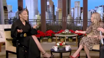 Schiaparelli Face Buckle Belt worn by Naomi Ackie as seen in LIVE with Kelly and Ryan on  December 12, 2022