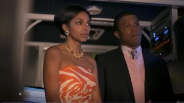 Kate Spade Dress Orange and Cream Strapless Dress Belt Cotton Silk Blend worn by Diana Berrigan (Marsha Thomason) as seen in White Collar (S02E06)