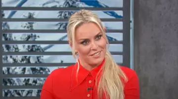 A.w.a.k.e. Mode Fit­ted Shirt with Back Ties worn by Lindsey Vonn as seen in Access Hollyood Live on December 13, 2022