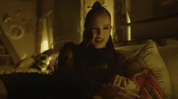 Aqua Mock Neck Lace Top worn by Josie Saltzman (Kaylee Bryant) as seen in Legacies (S04E04)