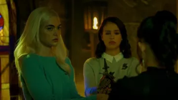 Maje MoonCross-back Sweater worn by Lizzie Saltzman (Jenny Boyd) as seen in Legacies (S03E04)