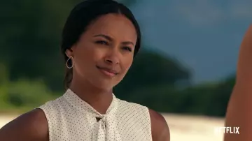 Tie Neck Blouse worn by Erica (Kat Graham) in Operation Christmas Drop movie wardrobe