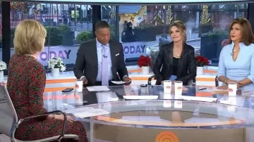 Rixo Katie Vestido Midi estampado usado por Kate Snow como se ve en Today el 14 de diciembre de 2022