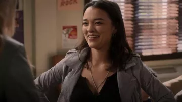 Blank NYC Cloud Grey Moto Jacket worn by Alicia (Midori Francis) as seen in The Sex Lives of College Girls (S02E08)