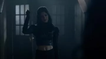 Bar III Cropped Faux-Leather Bustier Top worn by Josie Saltzman (Kaylee Bryant) as seen in Legacies (S04E07)