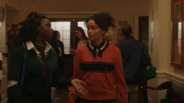 Adidas X Wales Bon­ner Con­trast-Stripe Jumper worn by Zoya Lott (Whitney Peak) as seen in Gossip Girl (S02E04)