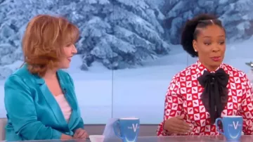 Cinq a Sept Kylie Scrunched-Sleeve Satin Blazer worn by Joy Behar as seen in The View on December 15, 2022