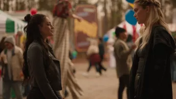 Black Tape Faux-Suede Moto Jacket worn by Hope Mikaelson (Danielle Rose Russell) as seen in Legacies (S04E11)