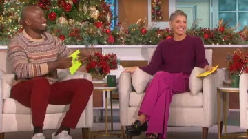 Veronica Beard Melinda Crew-Neck Sweater usado por Amanda Kloots como se ve en The Talk el 14 de diciembre de 2022