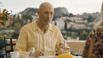 Zara Yellow Shirt worn by Greg (Jon Gries) in The White Lotus TV show Wardrobe (Season 2 Episode 2)