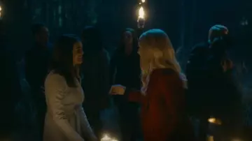 Ted Baker Belt­ed Wrap Coat worn by Josie Saltzman (Kaylee Bryant) as seen in Legacies (S02E10)