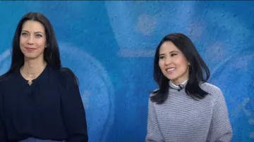 Club Monaco Emma Mock Neck Cashmere Sweater worn by Vicky Nguyen as seen in Today on December 19, 2022