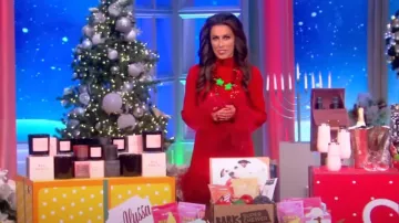 Taller Marmo Gina Mini vestido de crepé con adornos de plumas usado por Alyssa Farah como se ve en The View el 19 de diciembre de 2022