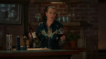 Stella McCartney Organic Stretch Cotton Denim All In One Jumpsuit worn by Maggie Amato (Debi Mazar) as seen in Younger (S07E04)