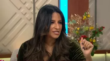 Fatface Juniper Velvet Jumpsuit porté par Ranvir Singh comme vu dans Good Morning Britain le 19 décembre 2022