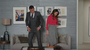 Celine Prince Of Wales Check Flared Wraparound Skirt worn by Liza Miller (Sutton Foster) as seen in Younger (S07E07)