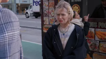 Rebecca Taylor Crew­neck Print­ed Sweater worn by Caitlin Miller (Tessa Albertson) as seen in Younger (S07E08)