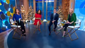 Ann Taylor Belted Mock Neck Sweater Dress worn by Cecilia Vega as seen in Good Morning America on December 21, 2022
