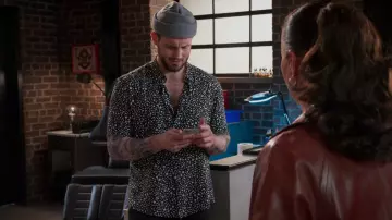Saint Laurent Polka Dot Print Shirt worn by Josh (Nico Tortorella) as seen in Younger (S07E08)