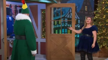 Simone Rocha Puff-sleeve Velvet Minidress worn by Kelly Clarkson as seen in The Kelly Clarkson Show on December 15, 2022