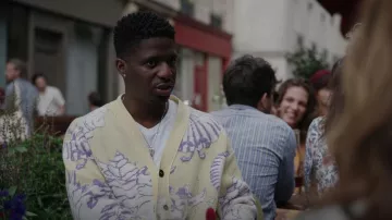 MSGM Patterned Intarsia-Knit Cardigan porté par Julien (Samuel Arnold) vu dans Emily in Paris (S03E02)