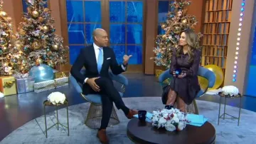 Nicholas Faux Leather Larisa Dress worn by Rhiannon Ally as seen in Good Morning America on December 21, 2022