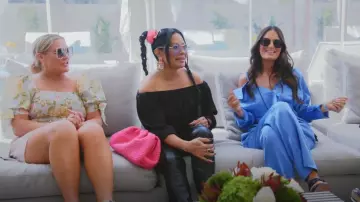 Gucci Embellished Pilot Oversized Square Sunglasses worn by Jen Shah as seen in The Real Housewives of Salt Lake City (S03E12)