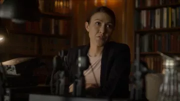 Theory Black Etiennette Jacket worn by Isabelle Lacoste (Elle-Maija Tailfeathers) as seen in Three Pines (S01E05)