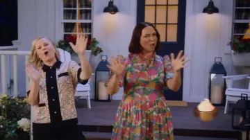 Horror Vacui Jade Dress worn by Self - Host (Maya Rudolph) as seen in Baking It (S02E02)
