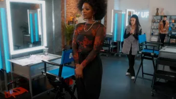 Pretty Little Thing Red Dragon Mesh Top worn by Dolli Okoriko as seen in Glow Up: Britain's Next Make-Up Star (S03E04)